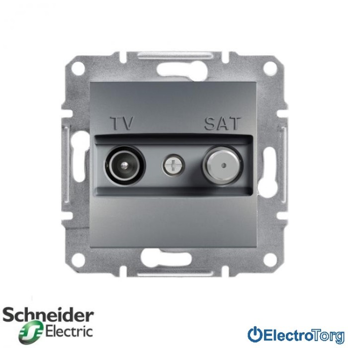 купить купить Розетка TV-SAT проходная (8 dB) сталь Asfora Schneider Electric (Шнайдер Электрик)  