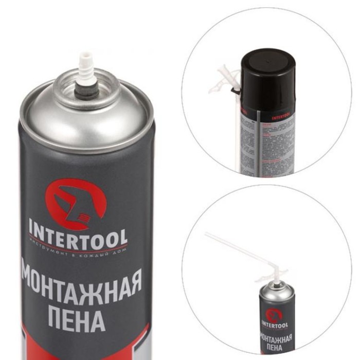 купить купить Пена монтажная, всесезонная, 500мл/500г. 35л.+, трубочка INTERTOOL FS-1150  