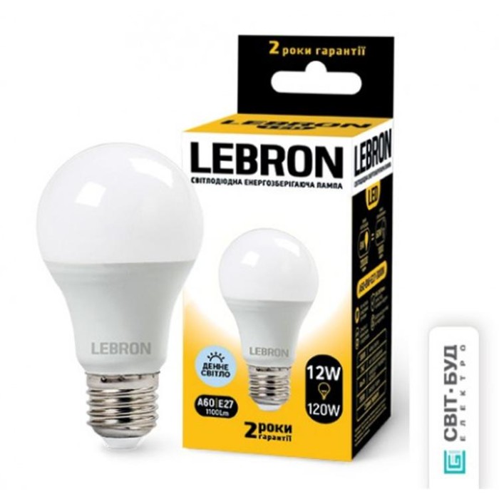 купить купить LED лампа L-A60, 12W, Е27, 6500K, 1100Lm, угол 240° Lebron  