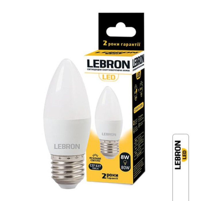 купить купить LED лампа L-С37, 8W, Е27, 4100K, 700Lm Lebron  