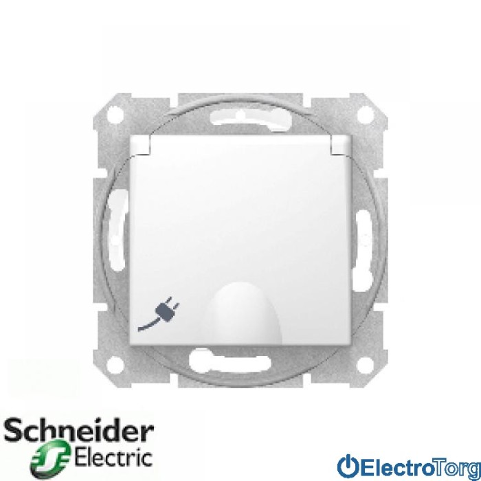 Розетка с заземлением с защитной крышкой IP44 белая Sedna Schneider Electric (Шнайдер Электрик)