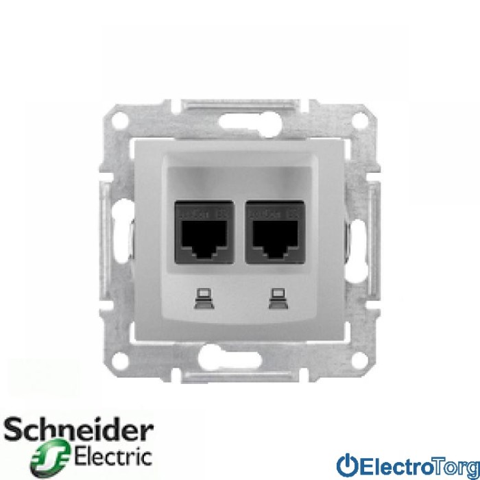 Компьютерная розетка двойная RJ45 6 UTP алюминиевая Sedna Schneider Electric (Шнайдер Электрик)