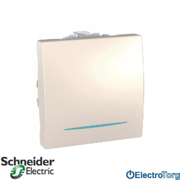 Выключатель 1-клавишный с подсветкой 10AX слоновая кость Unica Schneider