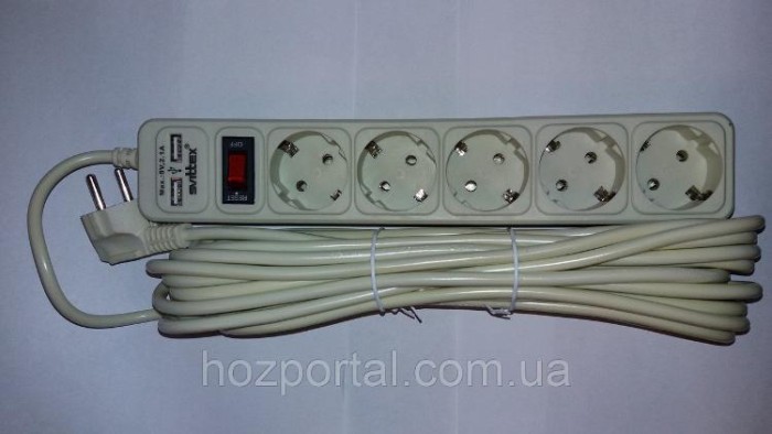 купить купить Сетевой фильтр-удлинитель &quot;SVITTEX&quot; 10.0м 10А 220В.- 2*USB 5V 2.1A.  