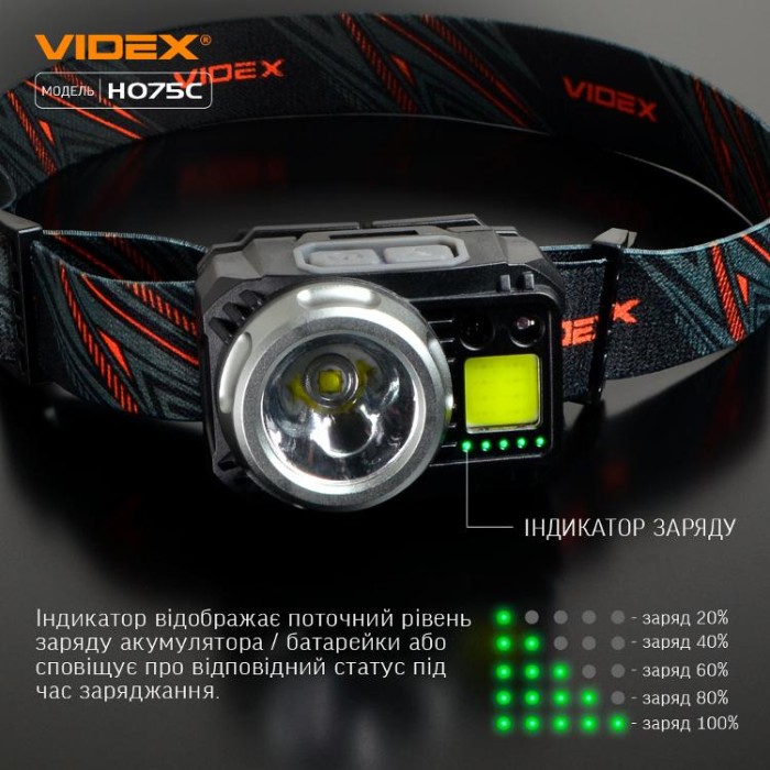 купить купить Налобний світлодіодний ліхтарик VIDEX VLF-H075C 550Lm 5000K  