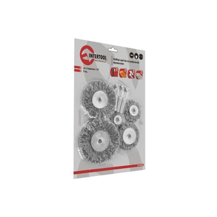 купить купить Набор щеток проволочных для дрели 5шт, 1/4&quot;INTERTOOL BT-0500  