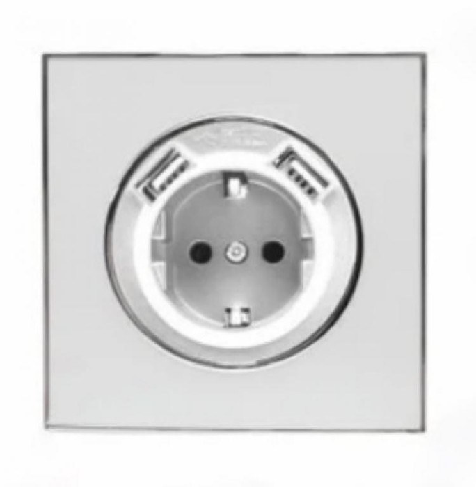 купить купить Розетка 1-я + 2 USB внутренняя с з/к белый Laura Right Hausen (Райт Хаусен)  