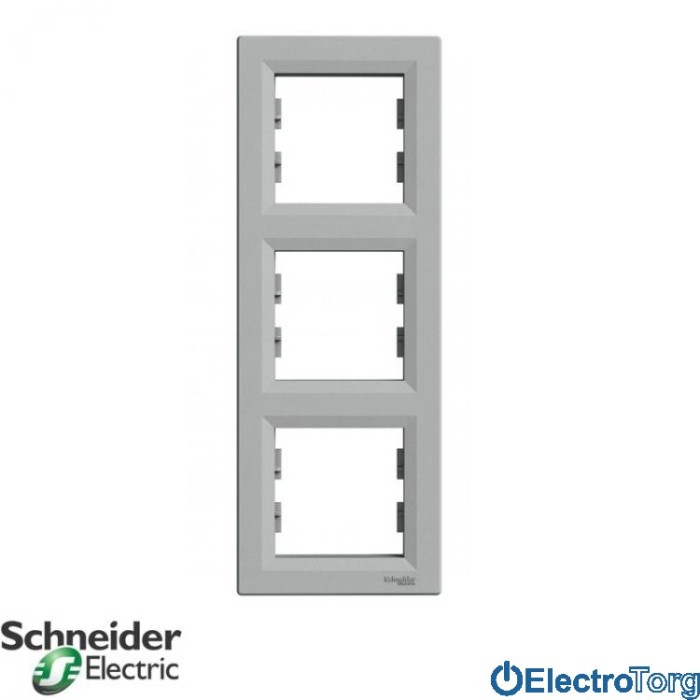 Рамка 3-постовая вертикальная алюминий Asfora Schneider Electric (Шнайдер Электрик)