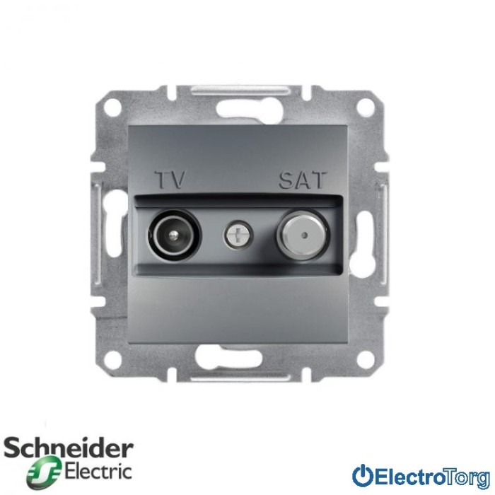 купить купить Розетка TV-SAT проходная (4 dB) сталь Asfora Schneider Electric (Шнайдер Электрик)  