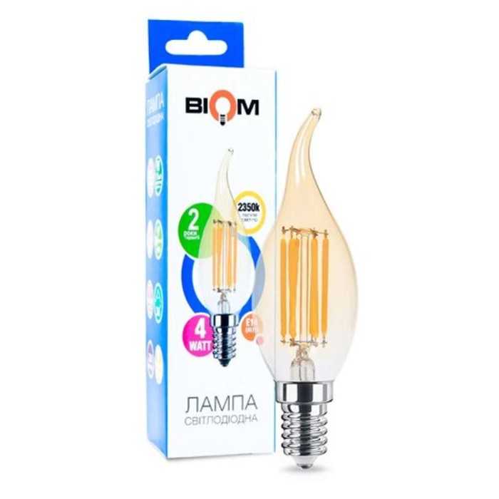 купить купить Светодиодная лампа Biom FL-415 C35 LT 4W E14 2530K Amber свеча на ветру  