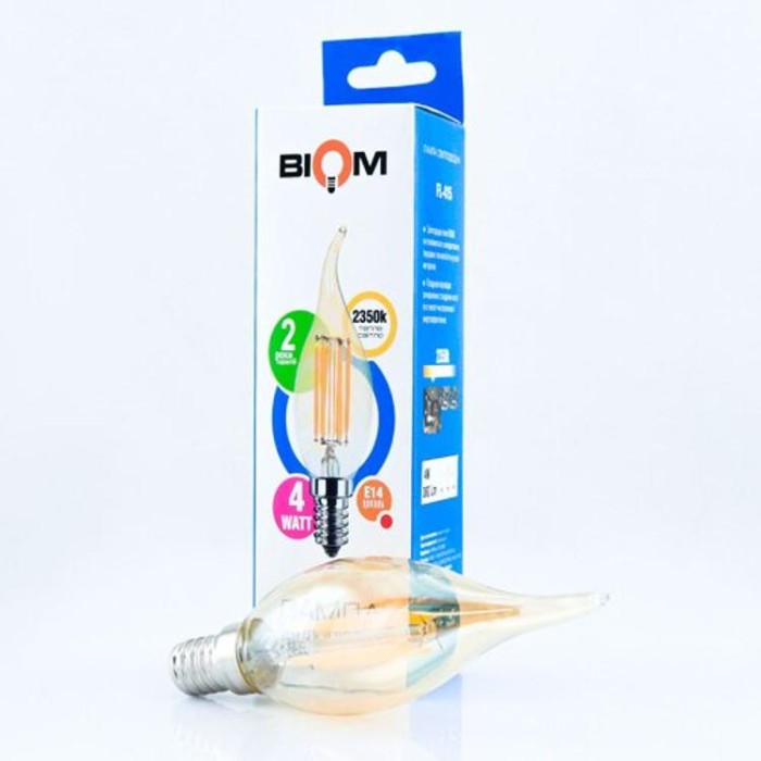 купить купить Светодиодная лампа Biom FL-415 C35 LT 4W E14 2530K Amber свеча на ветру  