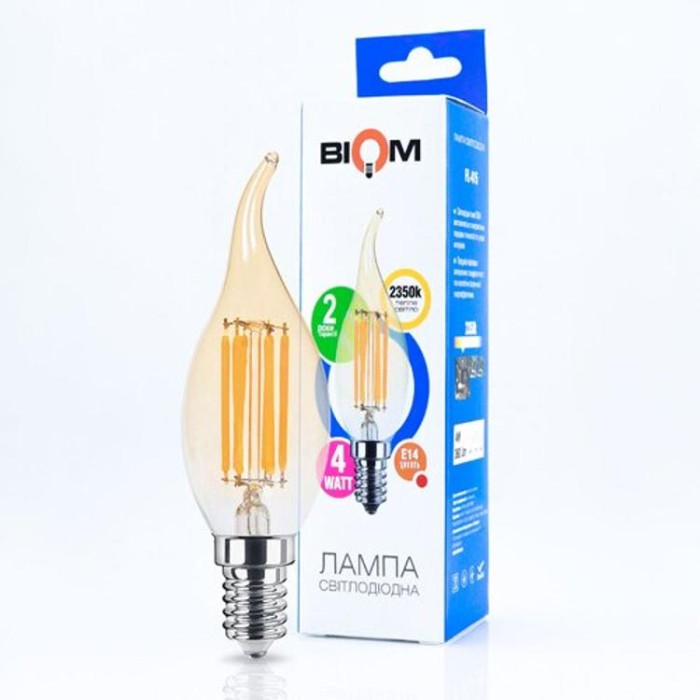 купить купить Светодиодная лампа Biom FL-415 C35 LT 4W E14 2530K Amber свеча на ветру  