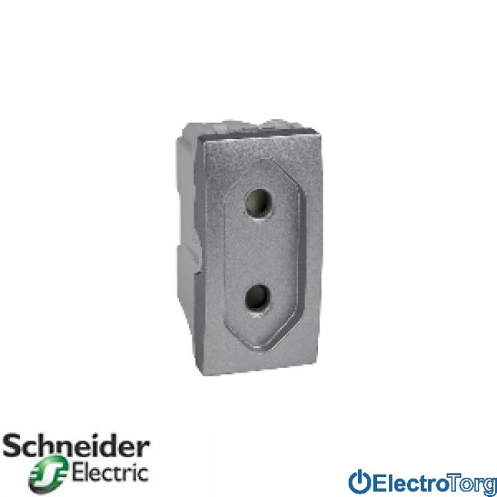 Розетка плоская без з/к со шторками 10А алюминиевая Unica Schneider