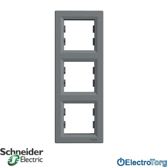 Рамка 3-постовая вертикальная сталь Asfora Schneider Electric (Шнайдер Электрик)