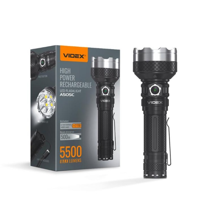 купить купить Портативний світлодіодний ліхтарик VIDEX VLF-A505C 5500Lm 5000K  