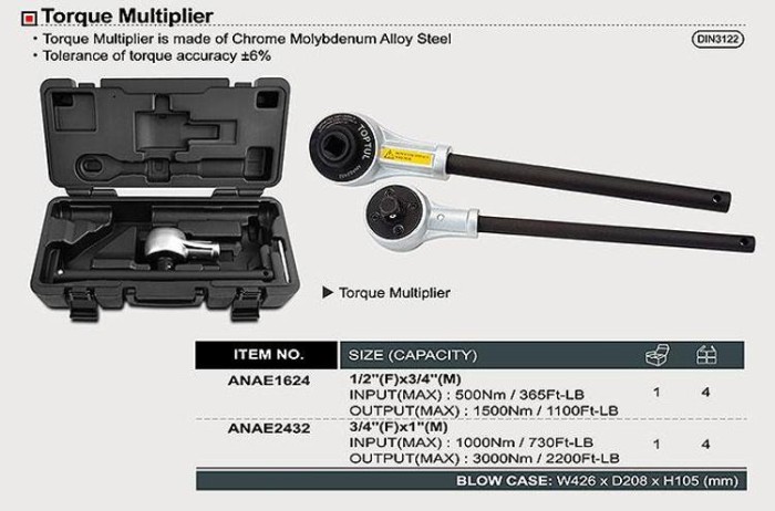 купить купить Редуктор-усилитель крутящего момента TOPTUL 1/2&quot;х3/4&quot; 460-1400Nm ANAE1624  