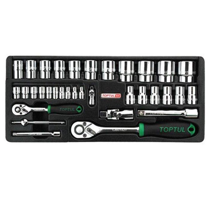 Набор головок с трещоткой 1/4&amp;quot;, 1/2&amp;quot; 34ед. (в ложементе) TOPTUL GCAT3401