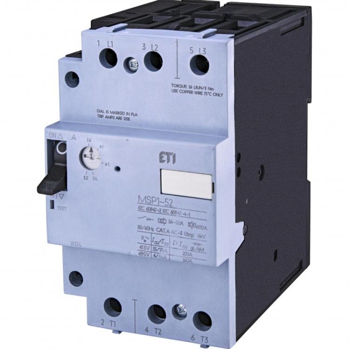купить купить Автоматичний вимикач захисту двигуна MSP1-52 (22 kW, 36-52A) ETI  