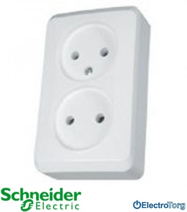 купить купить Розетка двойная без з/к 16A 220V белая Prima Schneider Electric (Шнайдер Электрик)  
