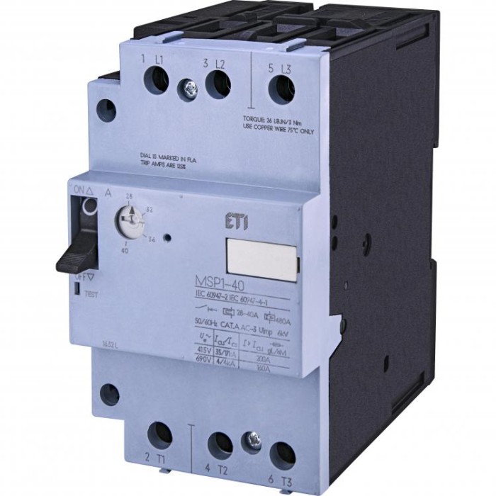 купить купить Автоматичний вимикач захисту двигуна MSP1-40 (18,5 kW, 28-40A) ETI  