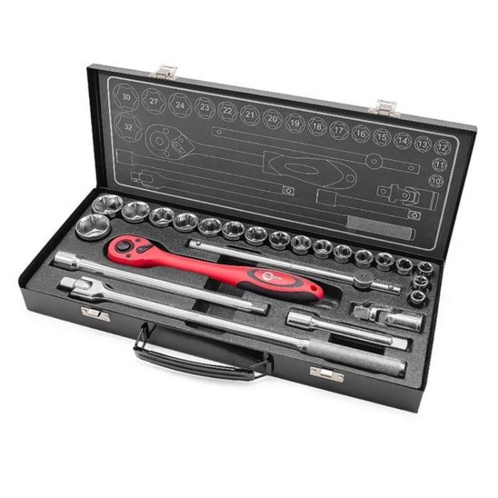 купить купить Профессиональный набор инструмента 1/2&quot;, 25 ед (гол. 10-32 мм) INTERTOOL ET-6025  