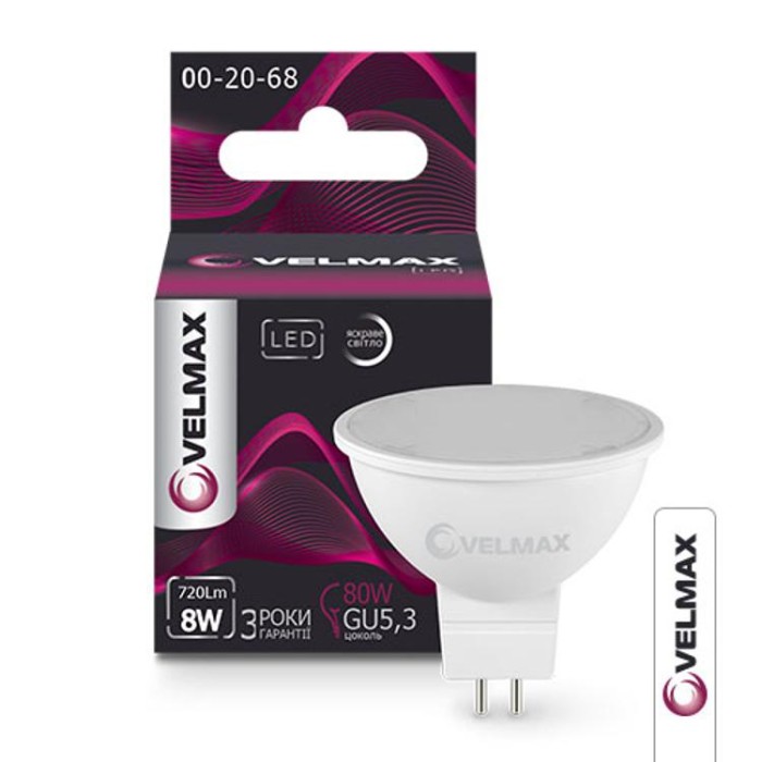 купить купить LED лампа V-MR16, 8W, GU5.3, 4100K, 720Lm VELMAX  