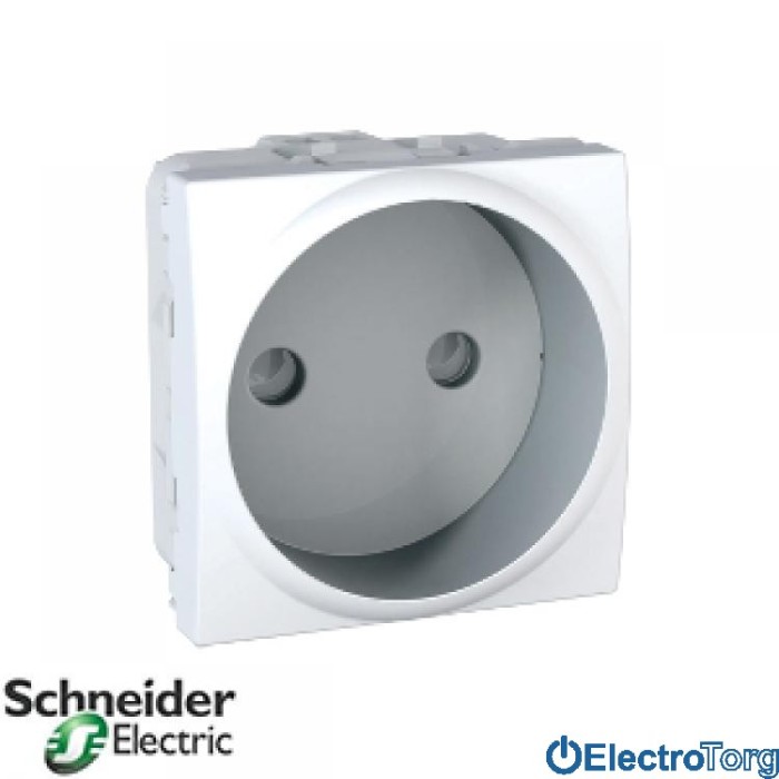 Розетка без з/к со шторками 16А белая Unica Schneider