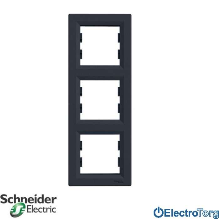 Рамка 3-постовая вертикальная антрацит Asfora Schneider Electric (Шнайдер Электрик)
