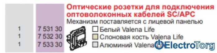 купить купить Механизм розетки оптической 2SC APC белый Valena LIFE Legrand  