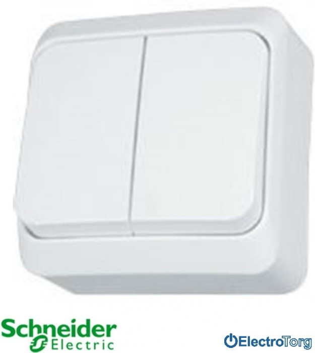 купить купить Выключатель двухклавишный 10A белый Prima Schneider Electric (Шнайдер Электрик)  