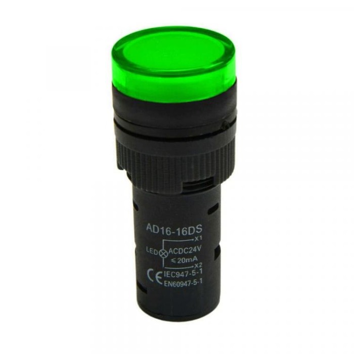 Світлодіодний індикатор AD16-16DS 24v АC/DC, зелений TAKEL