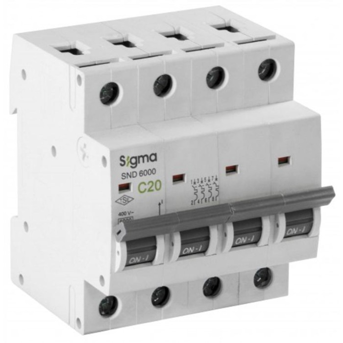 купить купить Автоматичний вимикач SIGMA 6кА, 4Р, 20А&quot;С&quot;(6SM420C)  