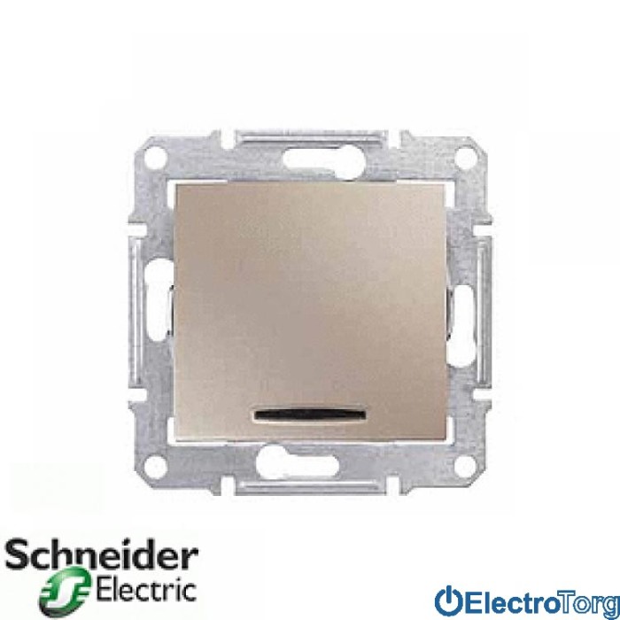 Переключатель (проходной выключатель) 1-клавишный 10AX с подсветкой титановый Sedna Schneider Electric (Шнайдер Электрик)