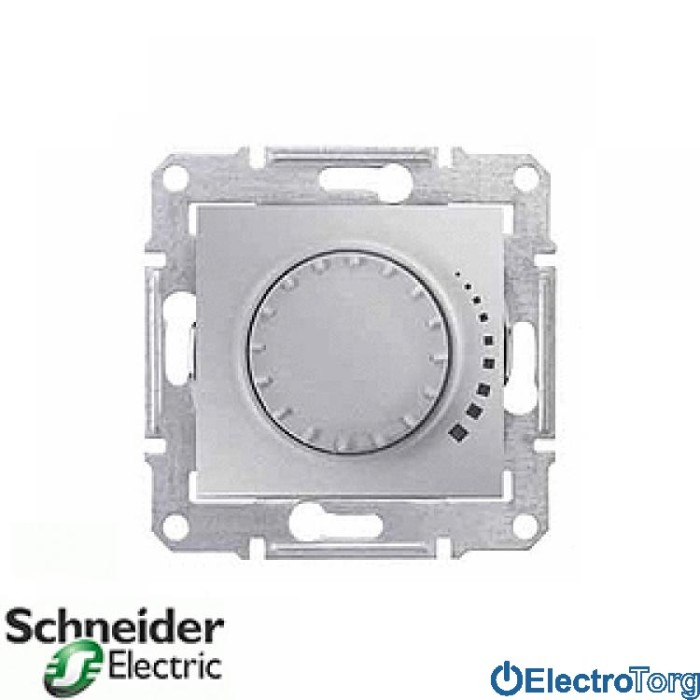 Диммер проходной ёмкостный поворотно-нажимной 325VA алюминиевый Sedna Schneider Electric (Шнайдер Электрик)