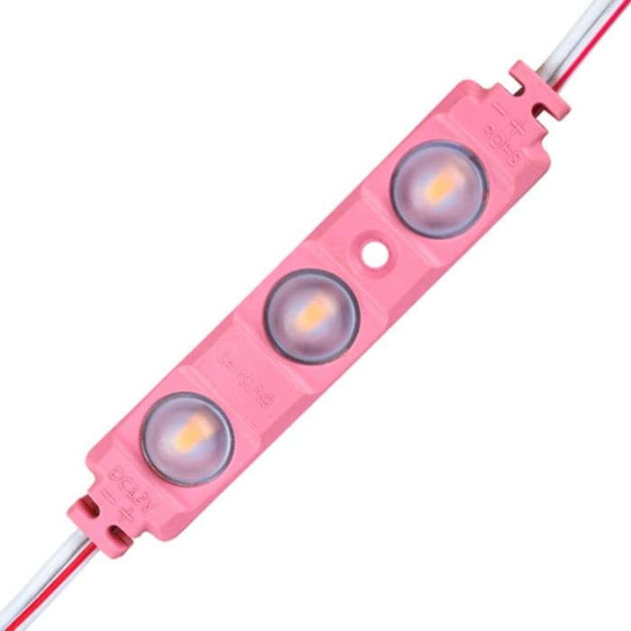 купить купить Светодиодный модуль BRT XG194 5630-3 led W 1,5W PINK, 12В, IP65 розовый с линзой полусфера  