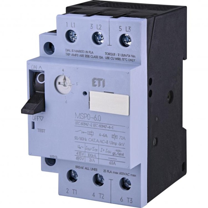 купить купить Автоматичний вимикач захисту двигуна MSP0-6 (2,2 kW, 4-6A) ETI  