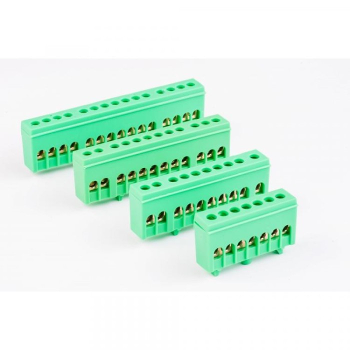 Шина PE земля в оболонці на DIN-рейці 10 отв. зелена Takel