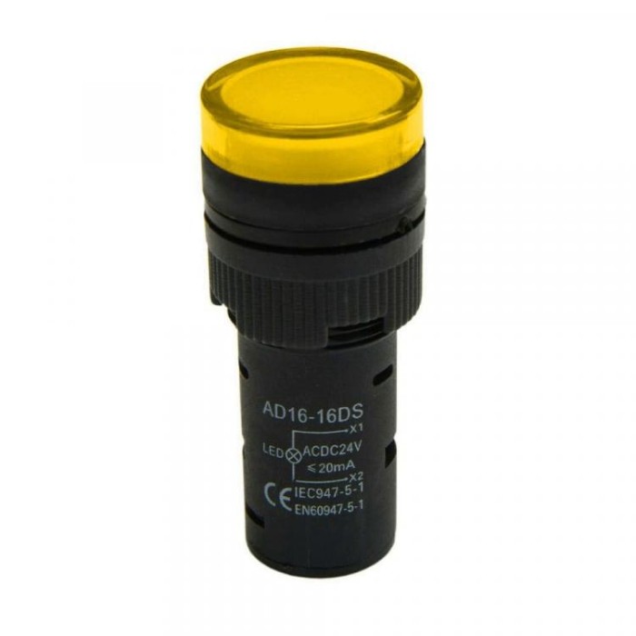 Світлодіодний індикатор AD16-16DS 24v АC/DC, жовтий TAKEL