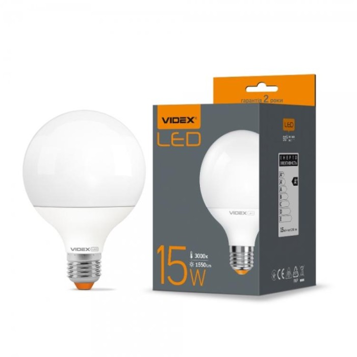 купить купить LED лампа G95e 15W E27 3000K VIDEX  