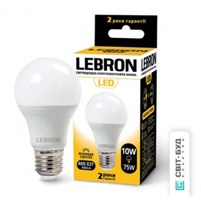 купить купить LED лампа L-A60, 10W, Е27, 4100K, 850Lm, угол 240° Lebron  
