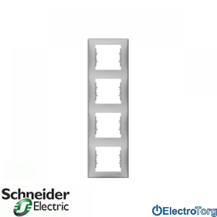 Рамка четверная вертикальная алюминиевая Sedna Schneider Electric (Шнайдер Электрик)