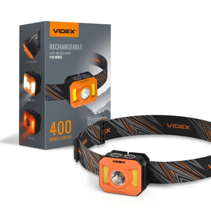 купить купить Налобний світлодіодний ліхтарик VIDEX VLF-H085-OR 400Lm 5000K  