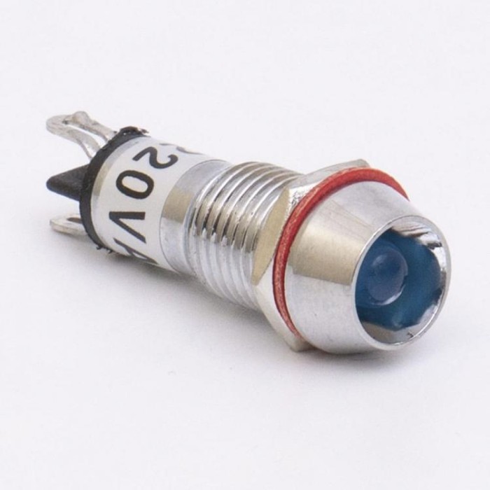 Світлодіодний індикатор металевий AD22C-10 220v AС, блакитний, Takel