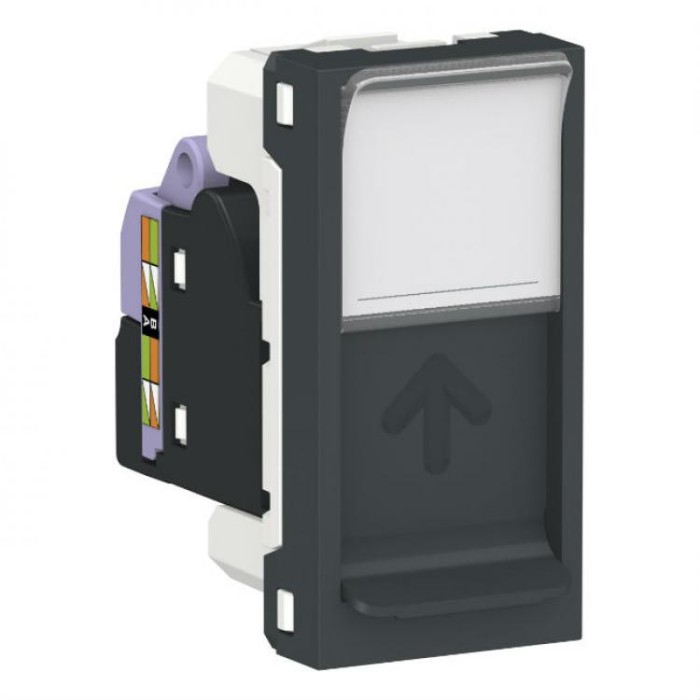 купить купить Розетка компьютерная RJ45 одинарная кат 6 UTP 1м антрацит Unica New Schneider Electric (Шнайдер Электрик)  
