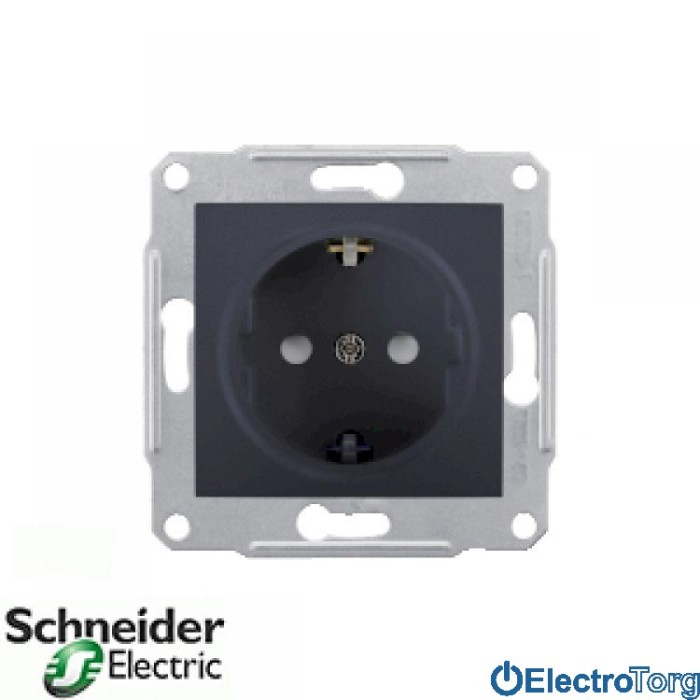 Розетка с заземлением графитовая Sedna Schneider Electric (Шнайдер Электрик)