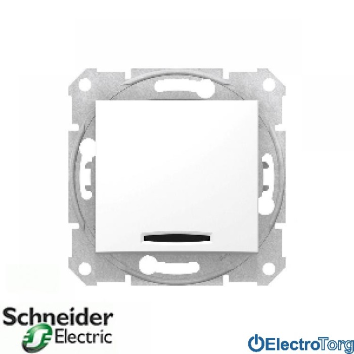 Переключатель (проходной выключатель) 1-клавишный 16AX с подсветкой белый Sedna Schneider Electric (Шнайдер Электрик)