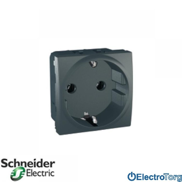 Розетка с заземлением 16А графитовая Unica Schneider