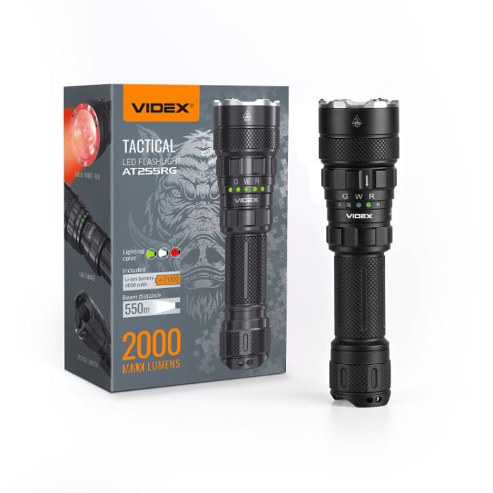 купить купить Тактичний світлодіодний ліхтарик VIDEX VLF-AT255RG 2000Lm 5000K  