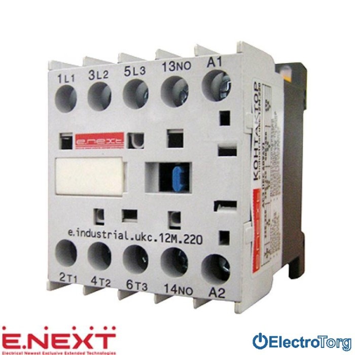 купить купить Контактор e.industrial.ukc.12M.220, 12А, 220В, no, малогабаритный, E.NEXT (е-некст)  