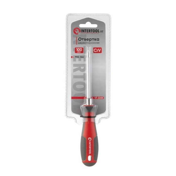 купить купить Отвертка двухсторонняя 100 мм PH2, SL6mm INTERTOOL VT-3344  